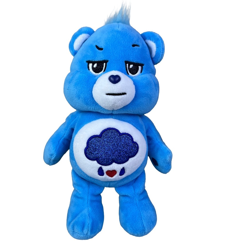 Care Bears Grumpy Bear Plush 9 Inch Blue Stuffed Animal Glitter Badge 2024